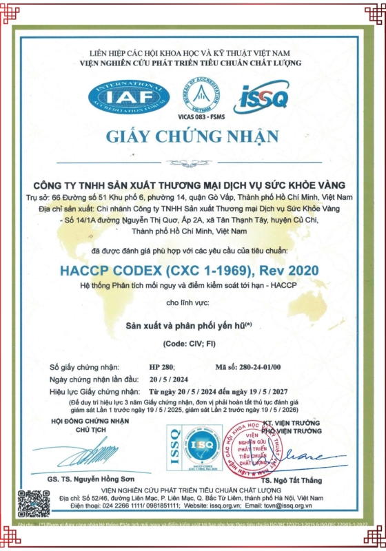 CHỨNG NHẬN HACCP CODEX: HỆ THỐNG QUẢN LÝ AN TOÀN THỰC PHẨM QUỐC TẾ“