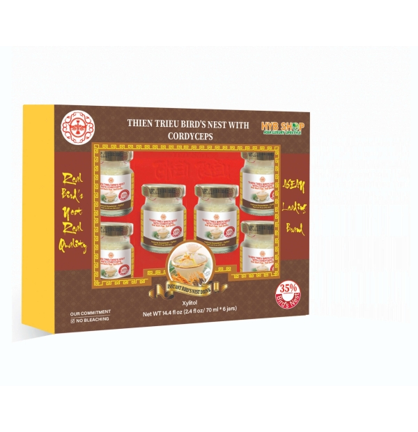 NƯỚC YẾN SÀO THIÊN TRIỀU ĐÔNG TRÙNG (HỘP 6 LỌ) 35%