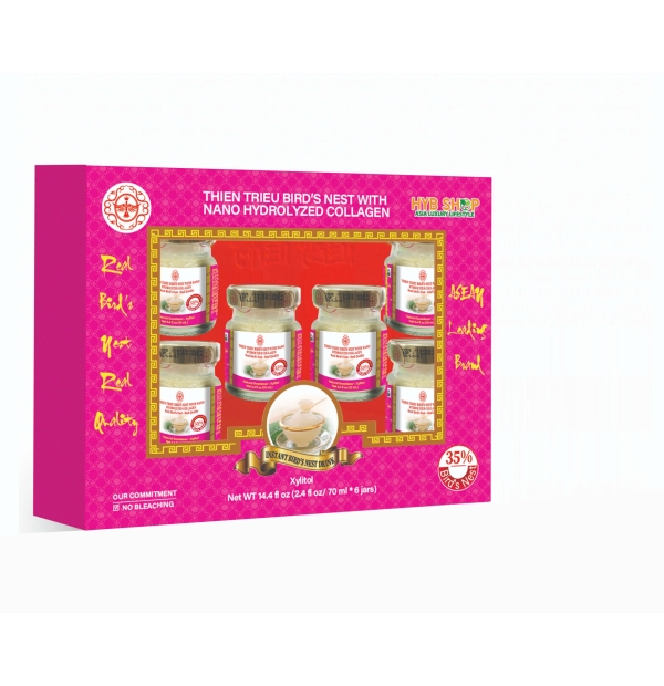 NƯỚC YẾN SÀO THIÊN TRIỀU COLLAGEN (HỘP 6 LỌ) 35%