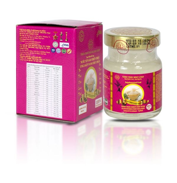 Nước Yến Sào Thiên Triều Collagen Nano thủy phân 25% yến tươi (Hộp 1 lọ)