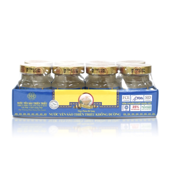 Nước Yến sào cao cấp Thiên Triều không đường 25% yến tươi (Lốc 8 lọ)