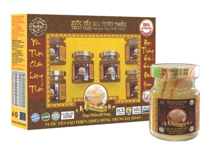 Nước Yến sào cao cấp Thiên Triều Đông Trùng Hạ Thảo 25% yến tươi (Hộp 6 lọ)