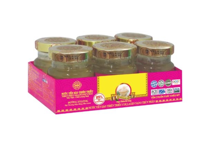 Nước Yến sào cao cấp Thiên Triều Collagen Nano thủy phân 22% yến tươi (Lốc 6 lọ)