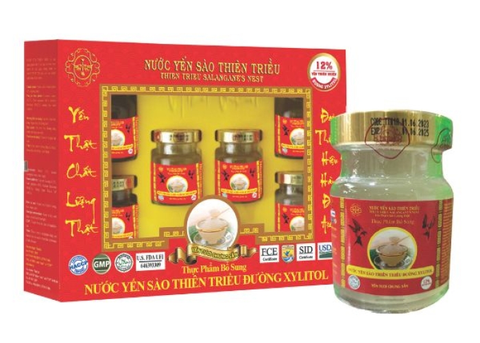 Nước Yến sào cao cấp Thiên Triều đường Xylitol 12% yến tươi (Hộp 6 lọ)