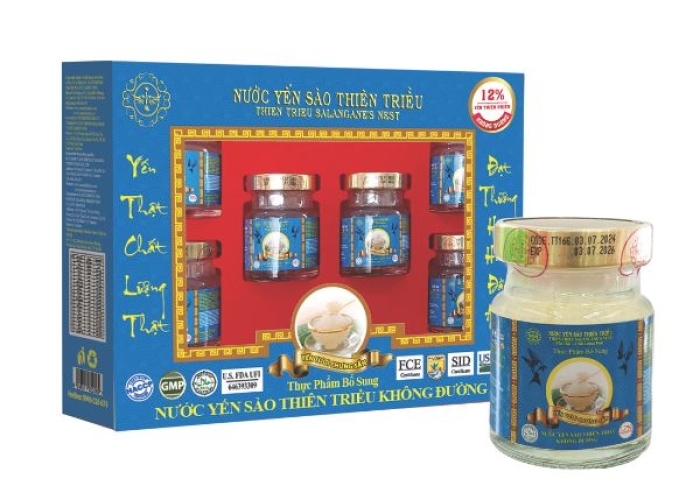 Nước Yến sào cao cấp Thiên Triều không đường 12% yến tươi (Hộp 6 lọ)