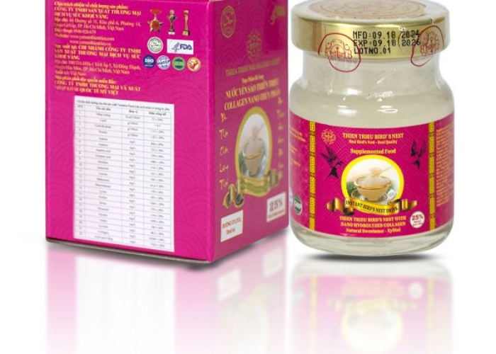 Nước Yến Sào Thiên Triều Collagen Nano thủy phân 25% yến tươi (Hộp 1 lọ)