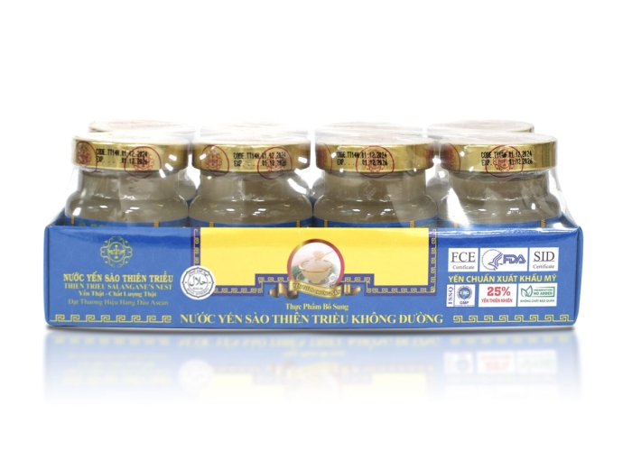 Nước Yến sào cao cấp Thiên Triều không đường 25% yến tươi (Lốc 8 lọ)