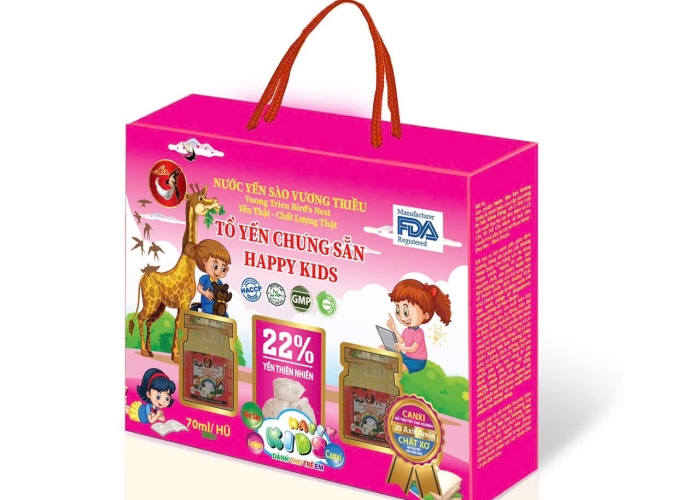 YẾN SÀO VƯƠNG TRIỀU HAPPY KIDS 22% (HỘP 6 LỌ)