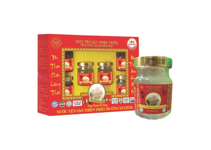 Nước Yến sào cao cấp Thiên Triều đường Xylitol 12% yến tươi (Hộp 6 lọ)